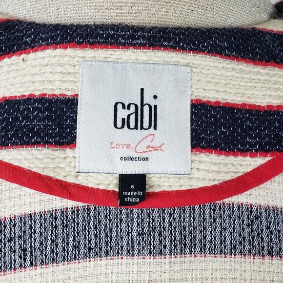 CAbi Cruise striped blazer red white blue double breasted jacket size 6 - Picture 5 of 8